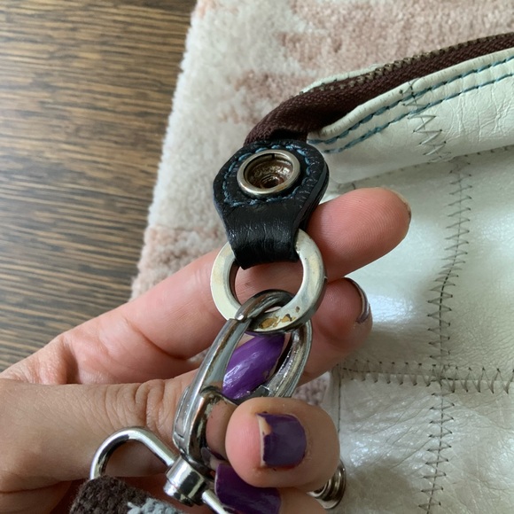 Vintage Y2K 90’S Square Patch Medium Leather White Snap Purse Bag Made in Italy - Picture 12 of 16